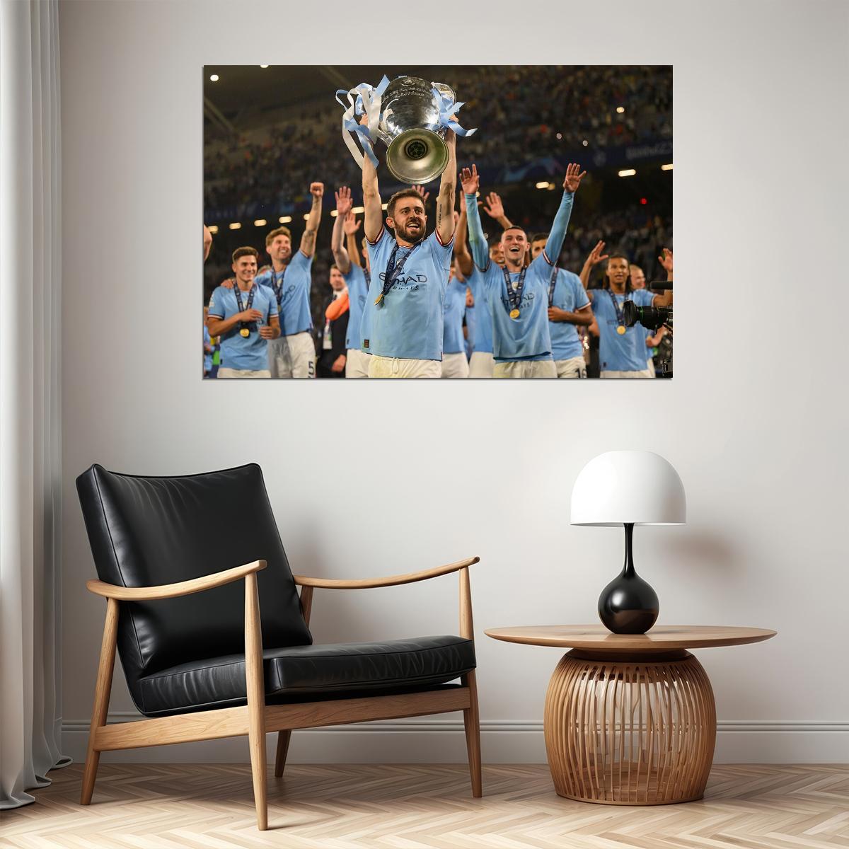 Manchester Champions League Winners Hands In The Air Poster Wall Art Print Home Wall Decor - xonomax