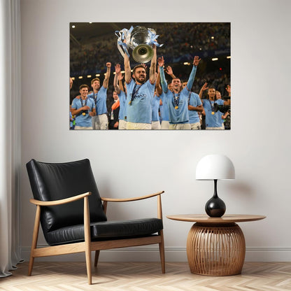 Manchester Champions League Winners Hands In The Air Poster Wall Art Print Home Wall Decor - xonomax