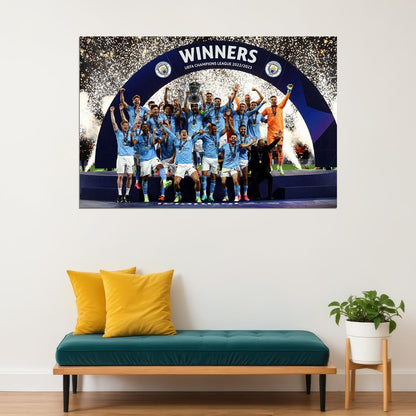 Manchester The Champion Of Champions League Winners Poster Wall Art Print Home Wall Decor - xonomax