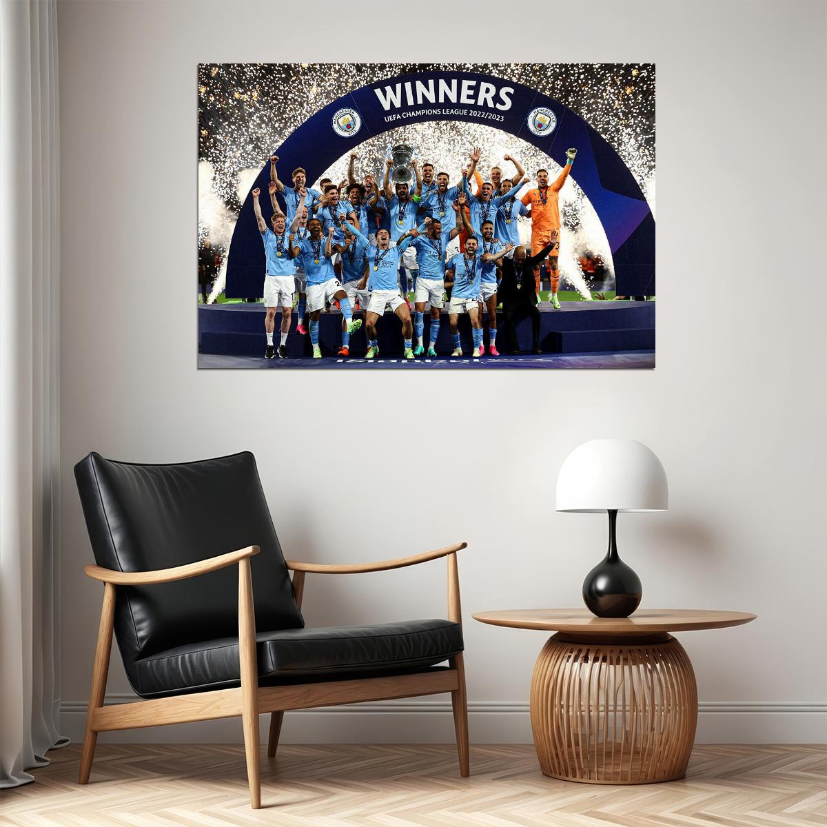 Manchester The Champion Of Champions League Winners Poster Wall Art Print Home Wall Decor - xonomax