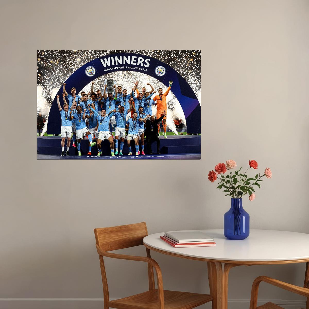 Manchester The Champion Of Champions League Winners Poster Wall Art Print Home Wall Decor - xonomax