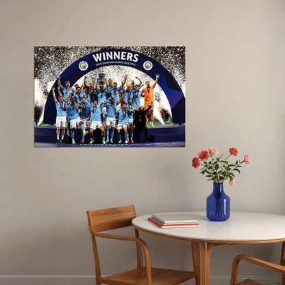 Manchester The Champion Of Champions League Winners Poster Wall Art Print Home Wall Decor - xonomax