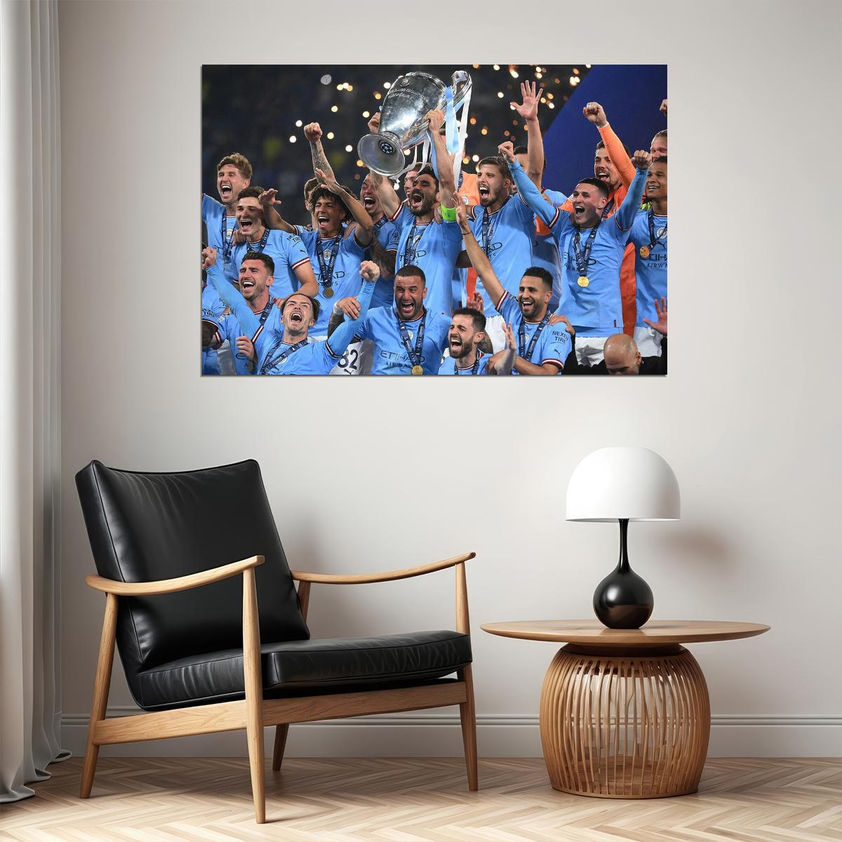 Manchester Champions League Winners Celebration Poster Wall Art Print Home Wall Decor - xonomax