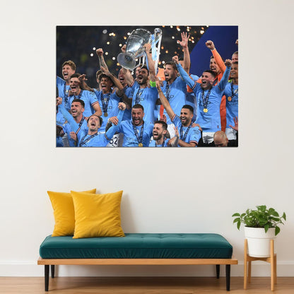 Manchester Champions League Winners Celebration Poster Wall Art Print Home Wall Decor - xonomax