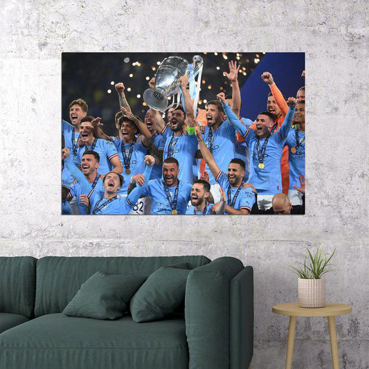 Manchester Champions League Winners Celebration Poster Wall Art Print Home Wall Decor - xonomax