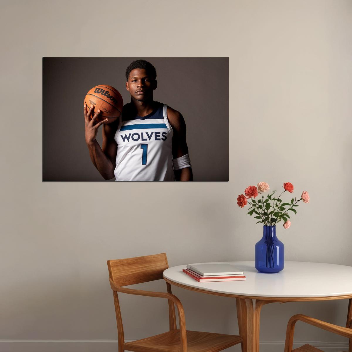 Athlete Anthony Edwards Minnesota Posing Timber Wolves Team Poster Wall Art Print Home Wall Decor - xonomax