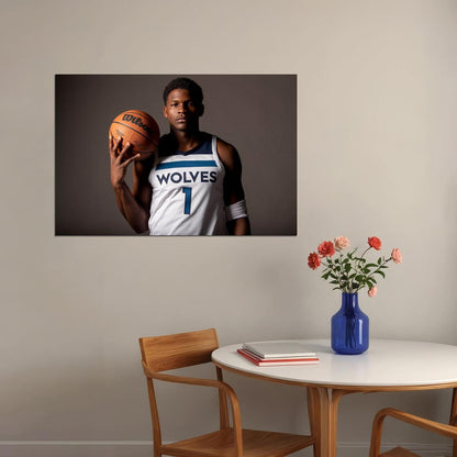 Athlete Anthony Edwards Minnesota Posing Timber Wolves Team Poster Wall Art Print Home Wall Decor - xonomax