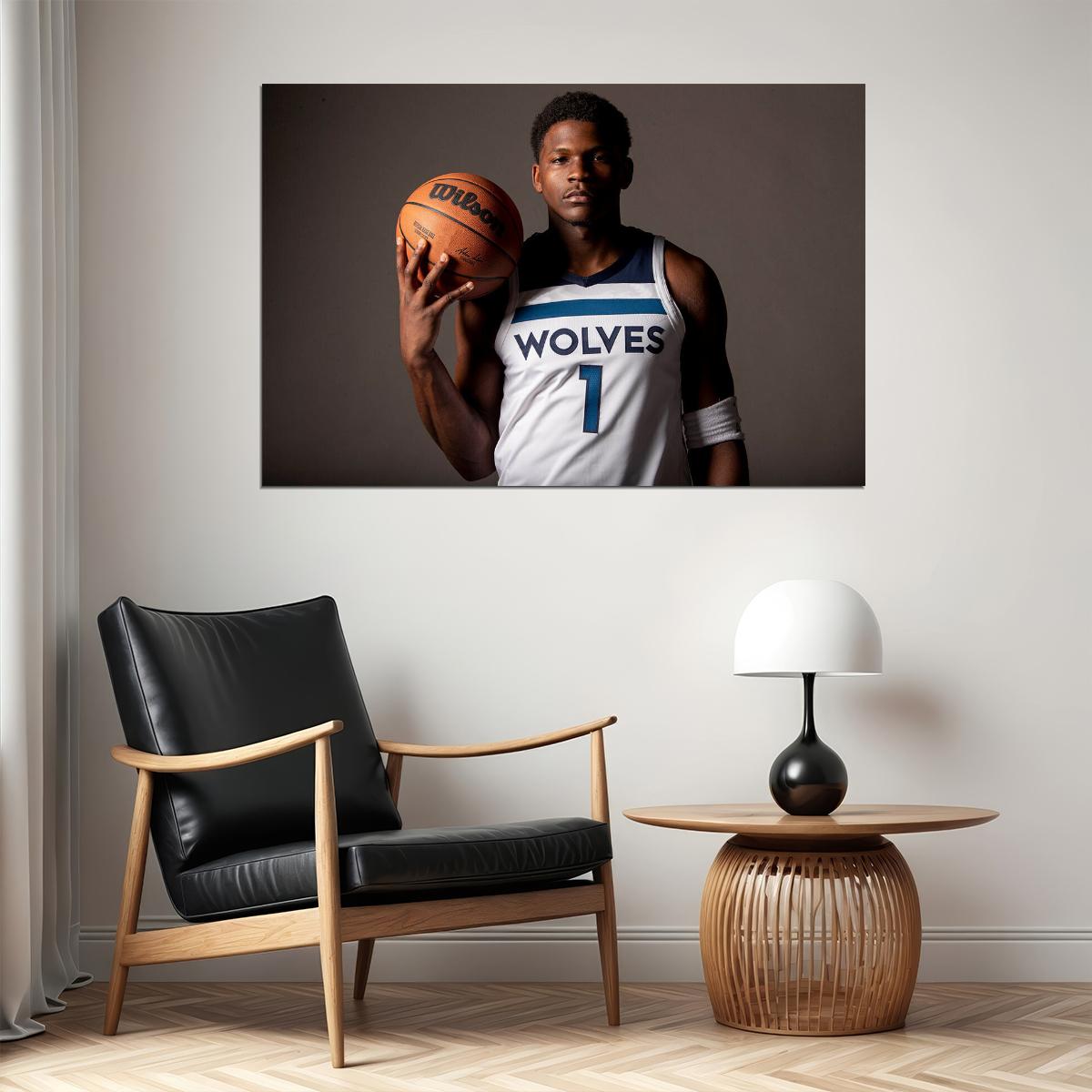 Athlete Anthony Edwards Minnesota Posing Timber Wolves Team Poster Wall Art Print Home Wall Decor - xonomax