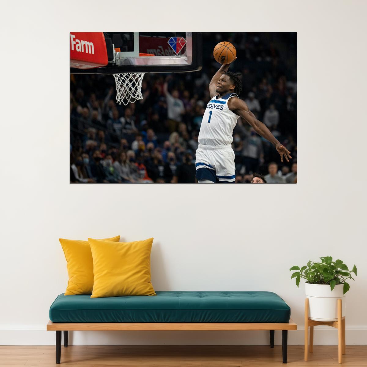 Anthony Edwards Minnesota Timber Wolves Basketball Team Poster Wall Art Print Home Wall Decor - xonomax