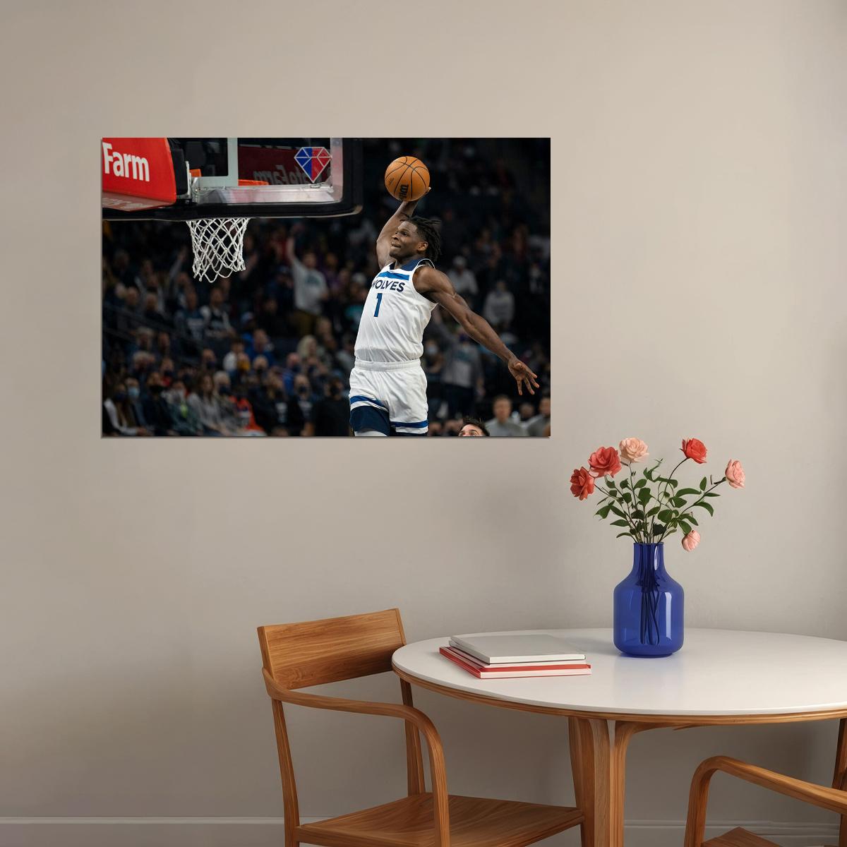 Anthony Edwards Minnesota Timber Wolves Basketball Team Poster Wall Art Print Home Wall Decor - xonomax