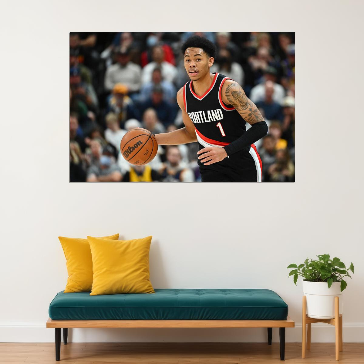 Anfernee Simons Portland Trail Blazers Basketball Sports Poster Wall Art Print Home Wall Decor - xonomax