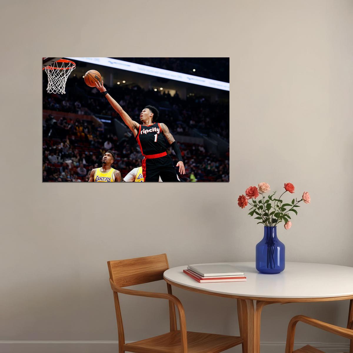 Portland Trail Blazers Basketball Team Anfernee Simons Poster Wall Art Print Home Wall Decor - xonomax