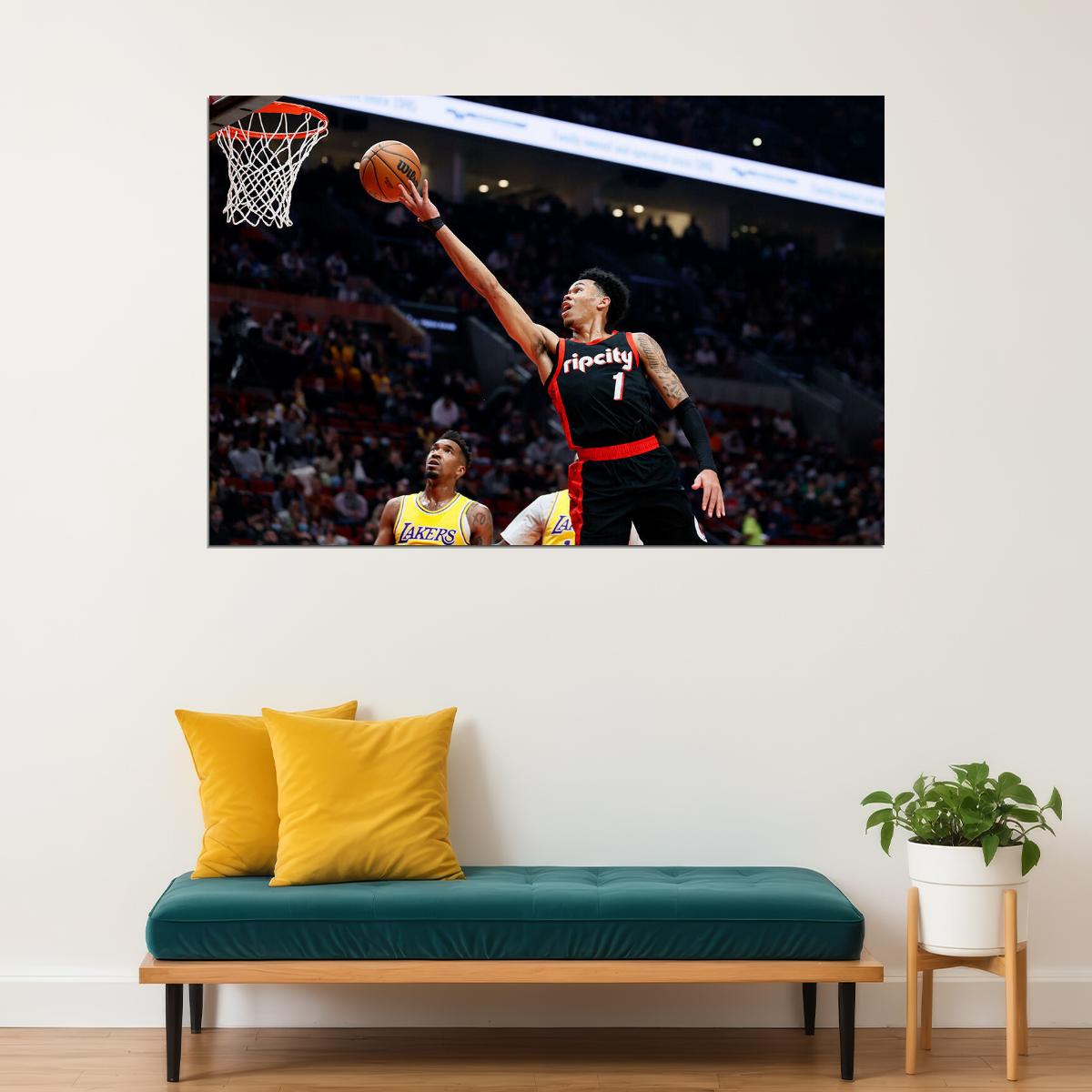 Portland Trail Blazers Basketball Team Anfernee Simons Poster Wall Art Print Home Wall Decor - xonomax
