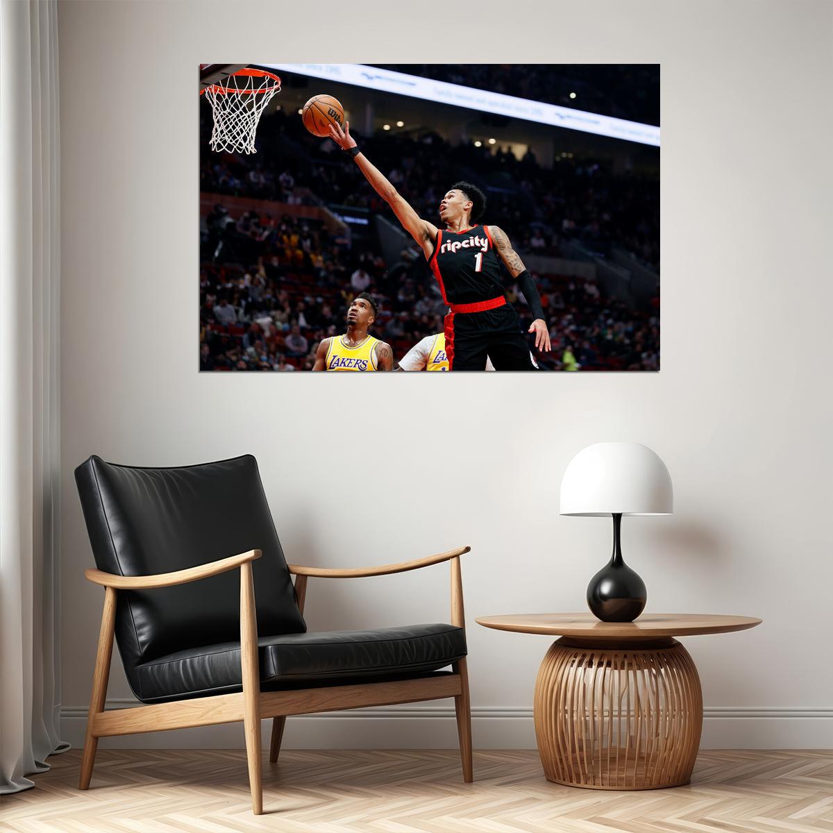 Portland Trail Blazers Basketball Team Anfernee Simons Poster Wall Art Print Home Wall Decor - xonomax
