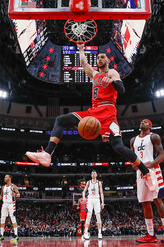 Chicago Bulls Team Athlete Zach Lavine In Match Sports Poster Wall Art Print Home Wall Decor - xonomax