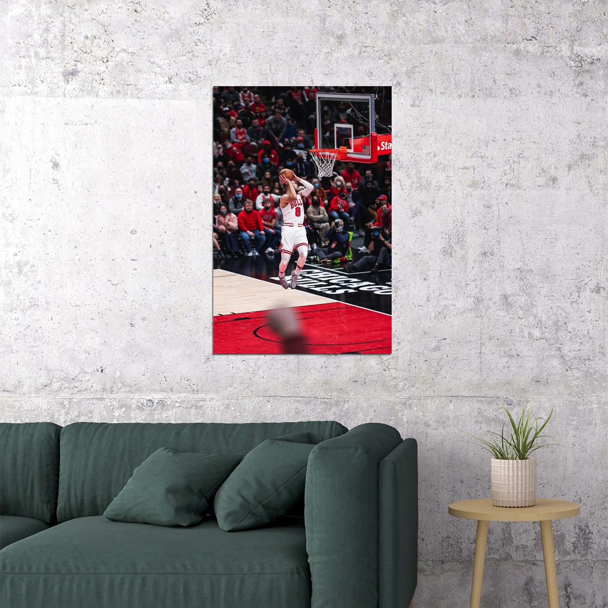 Zach Lavine In Match Chicago Bulls Team Athlete Sports Poster Wall Art Print Home Wall Decor
