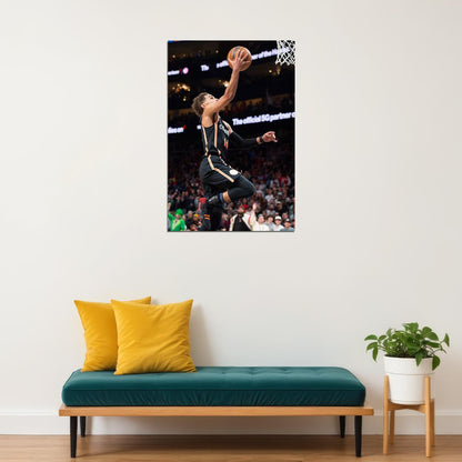 Trae Young In Match Athlete Hawks Team Player Poster Wall Art Print Home Wall Decor - xonomax