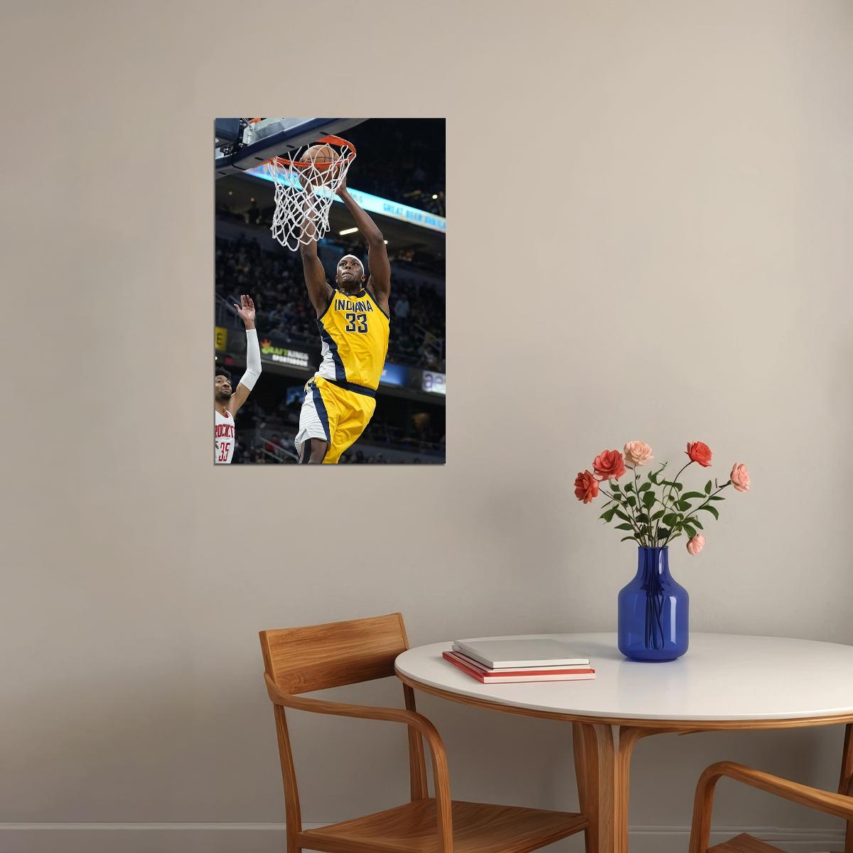 Myles Turner In Match İndiana Pacers Team Poster Wall Art Print Home Wall Decor - xonomax