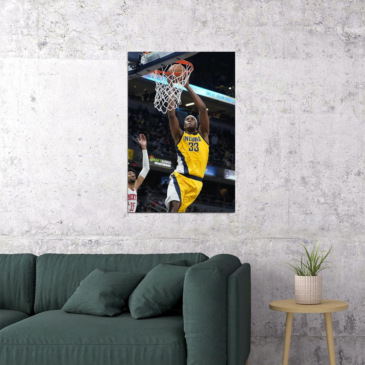Myles Turner In Match İndiana Pacers Team Poster Wall Art Print Home Wall Decor - xonomax