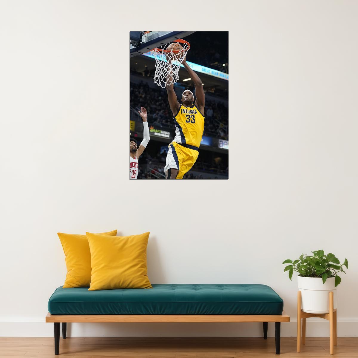 Myles Turner In Match İndiana Pacers Team Poster Wall Art Print Home Wall Decor - xonomax