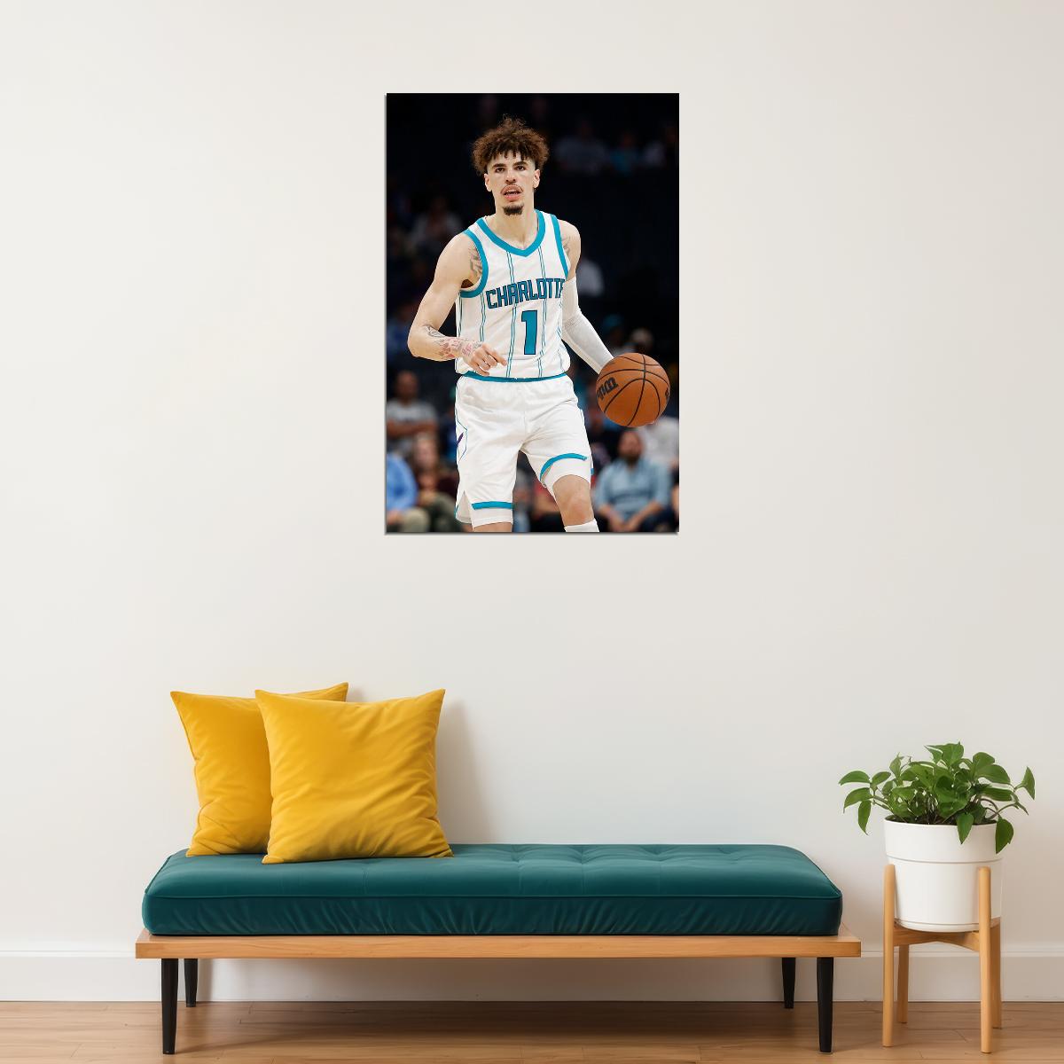 Lamelo Ball Basketball Charlotte Hornets Sports Poster Wall Art Print Home Wall Decor - xonomax