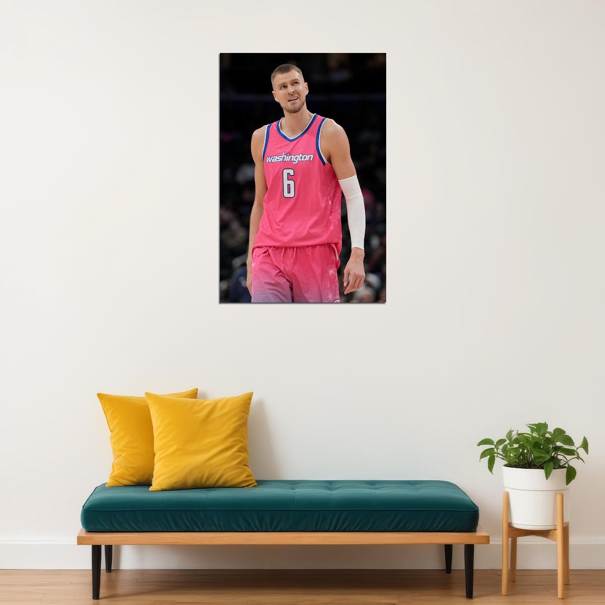 Washington Wizards Kristaps Porzingis Latvian Basketball Poster Wall Art Print Home Wall Decor - xonomax