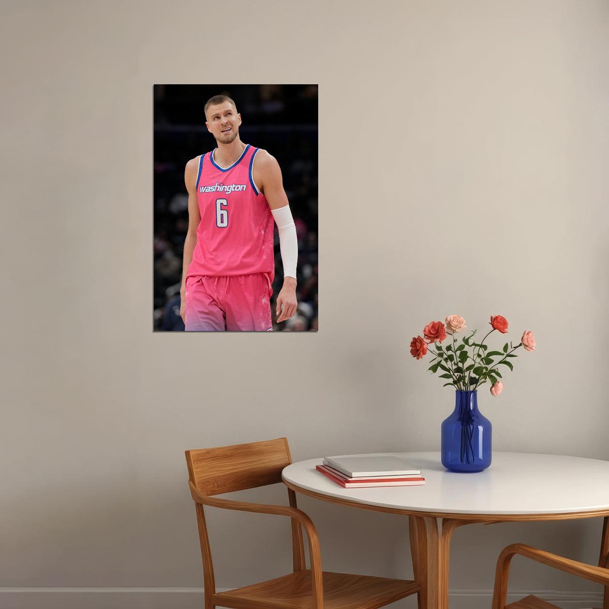 Washington Wizards Kristaps Porzingis Latvian Basketball Poster Wall Art Print Home Wall Decor - xonomax