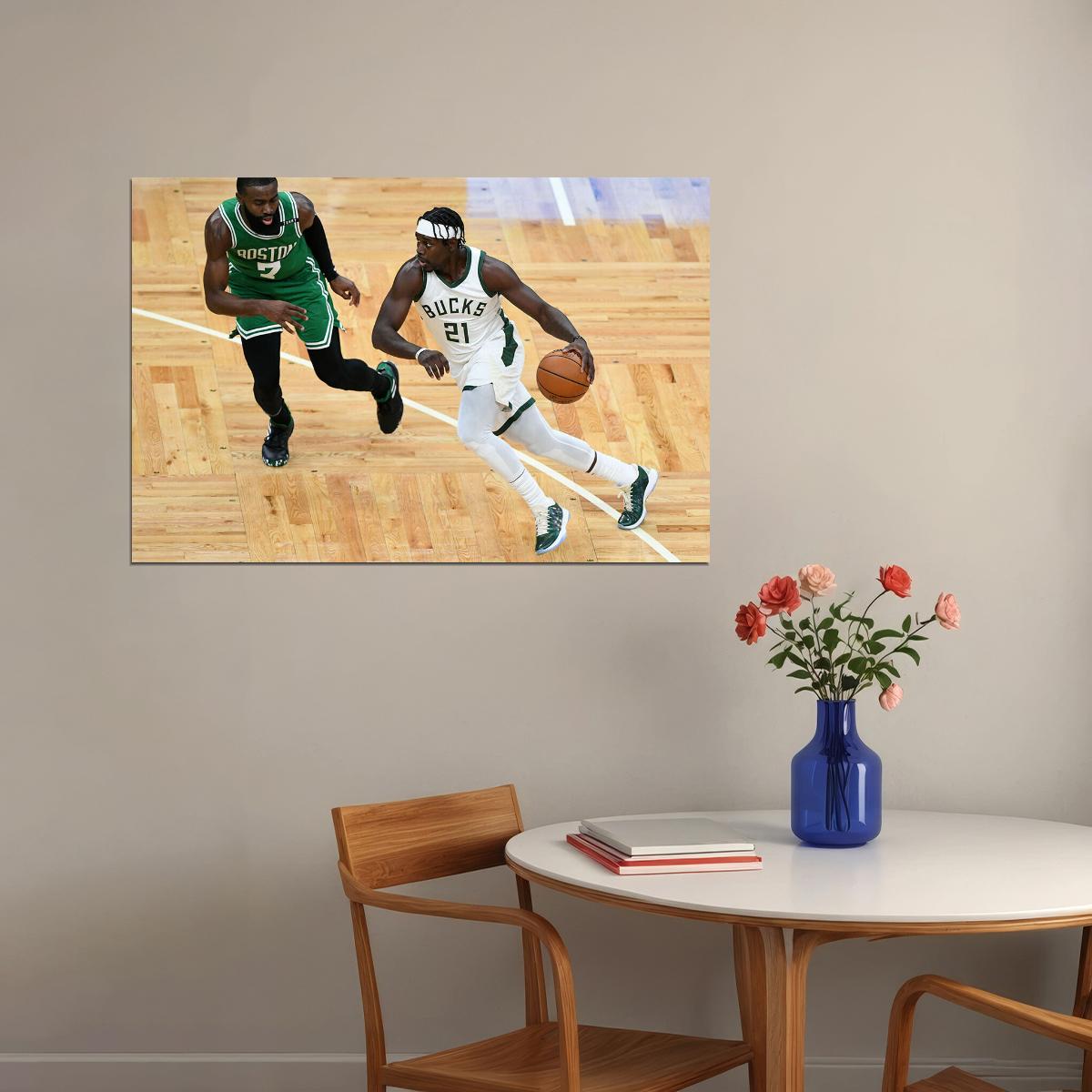 Jrue Holiday Basketball Milwaukee Bucks Team Poster Wall Art Print Home Wall Decor - xonomax