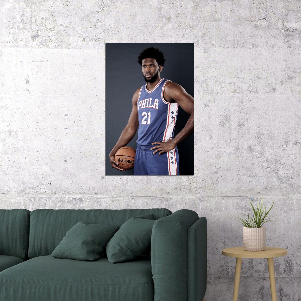Joel Embiid Philadelphia Team Basketball Athlete Sports Poster Wall Art Print Home Wall Decor