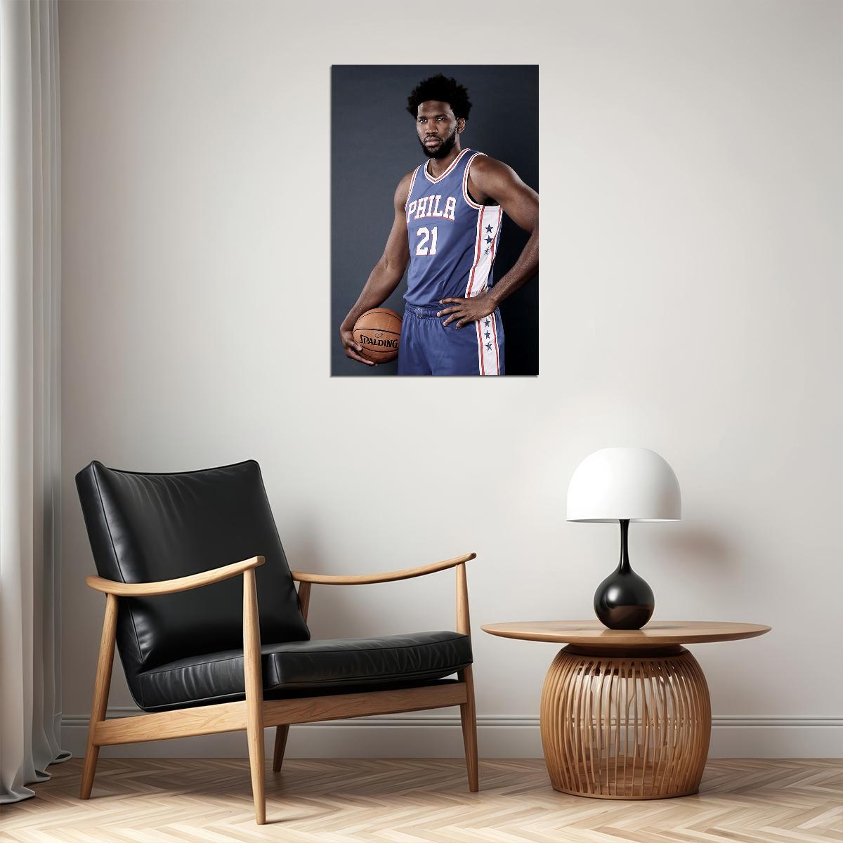 Joel Embiid Philadelphia Team Basketball Athlete Sports Poster Wall Art Print Home Wall Decor