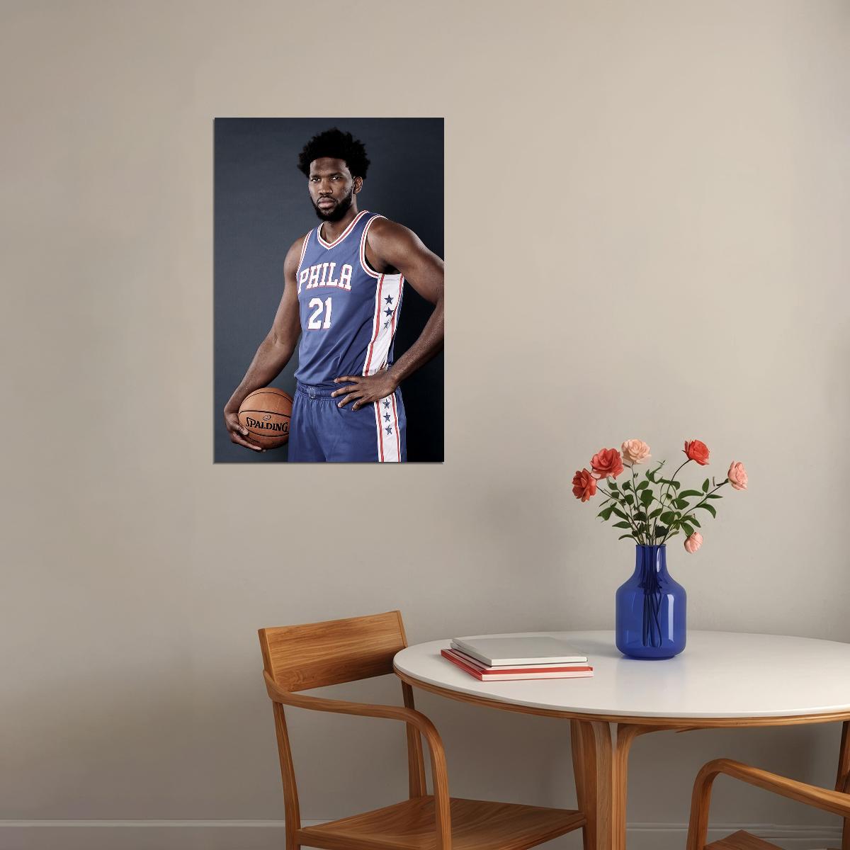 Joel Embiid Philadelphia Team Basketball Athlete Sports Poster Wall Art Print Home Wall Decor