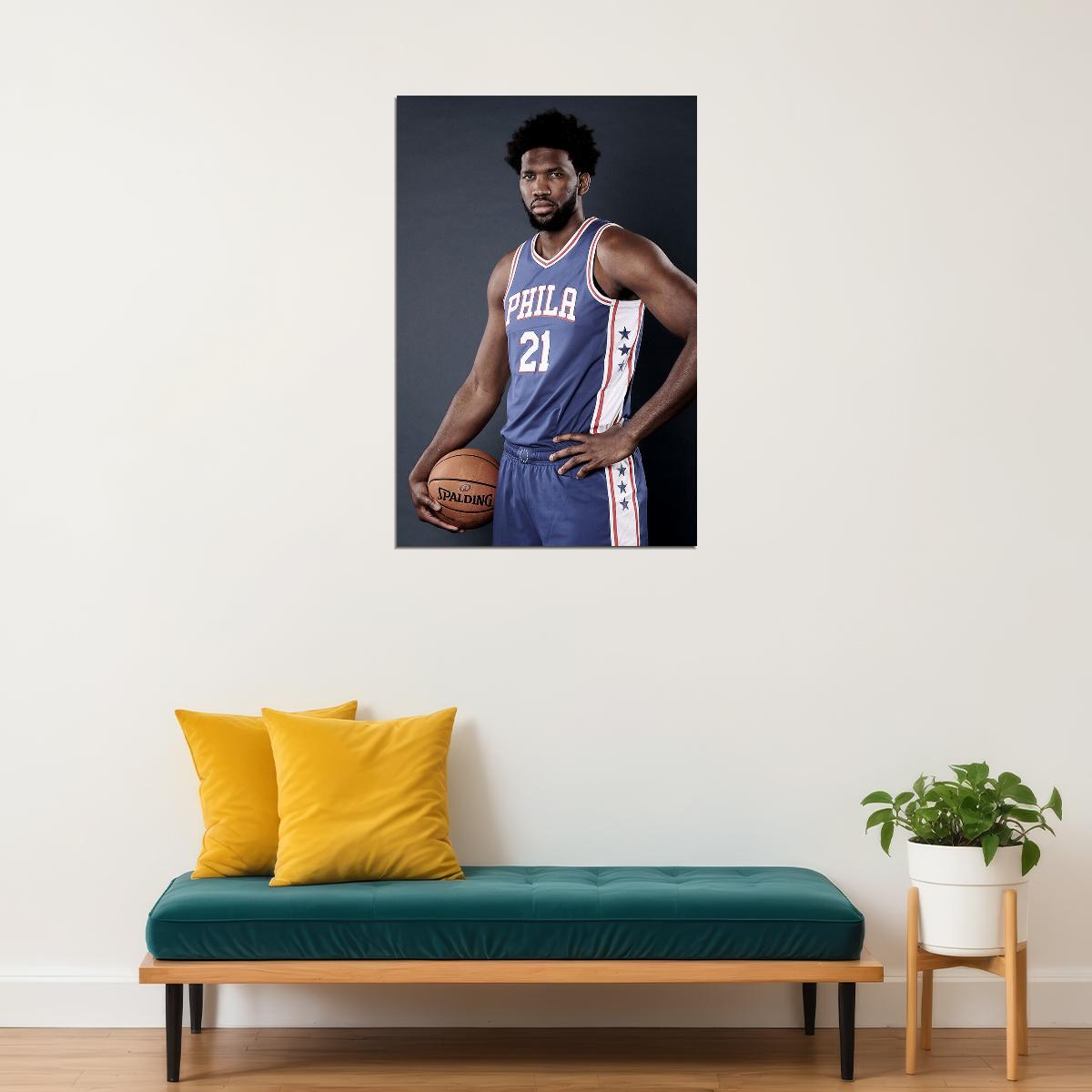 Joel Embiid Philadelphia Team Basketball Athlete Sports Poster Wall Art Print Home Wall Decor