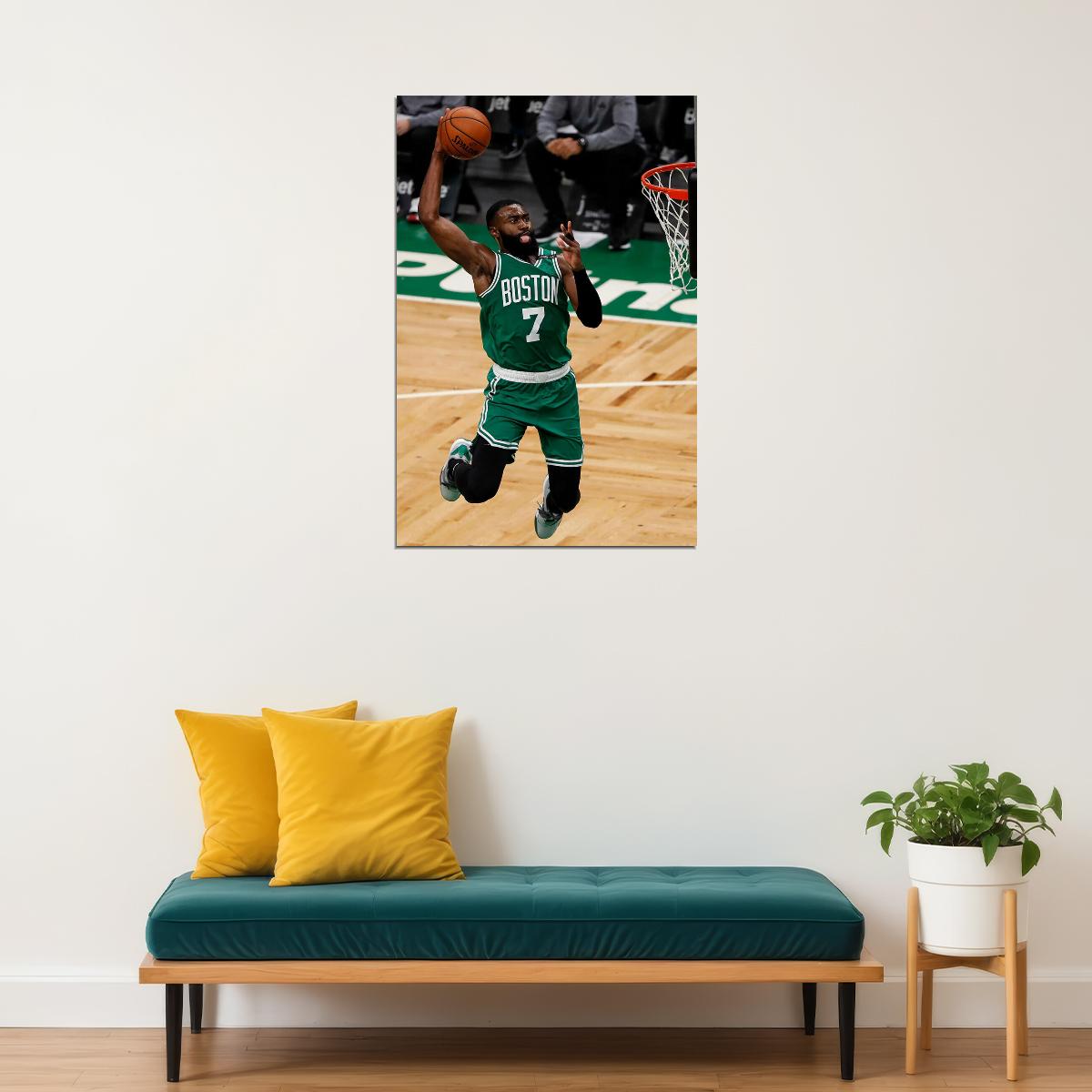 Basketball Jaylen Brown Boston Celtics Green Jersey Team Poster Wall Art Print Home Wall Decor - xonomax