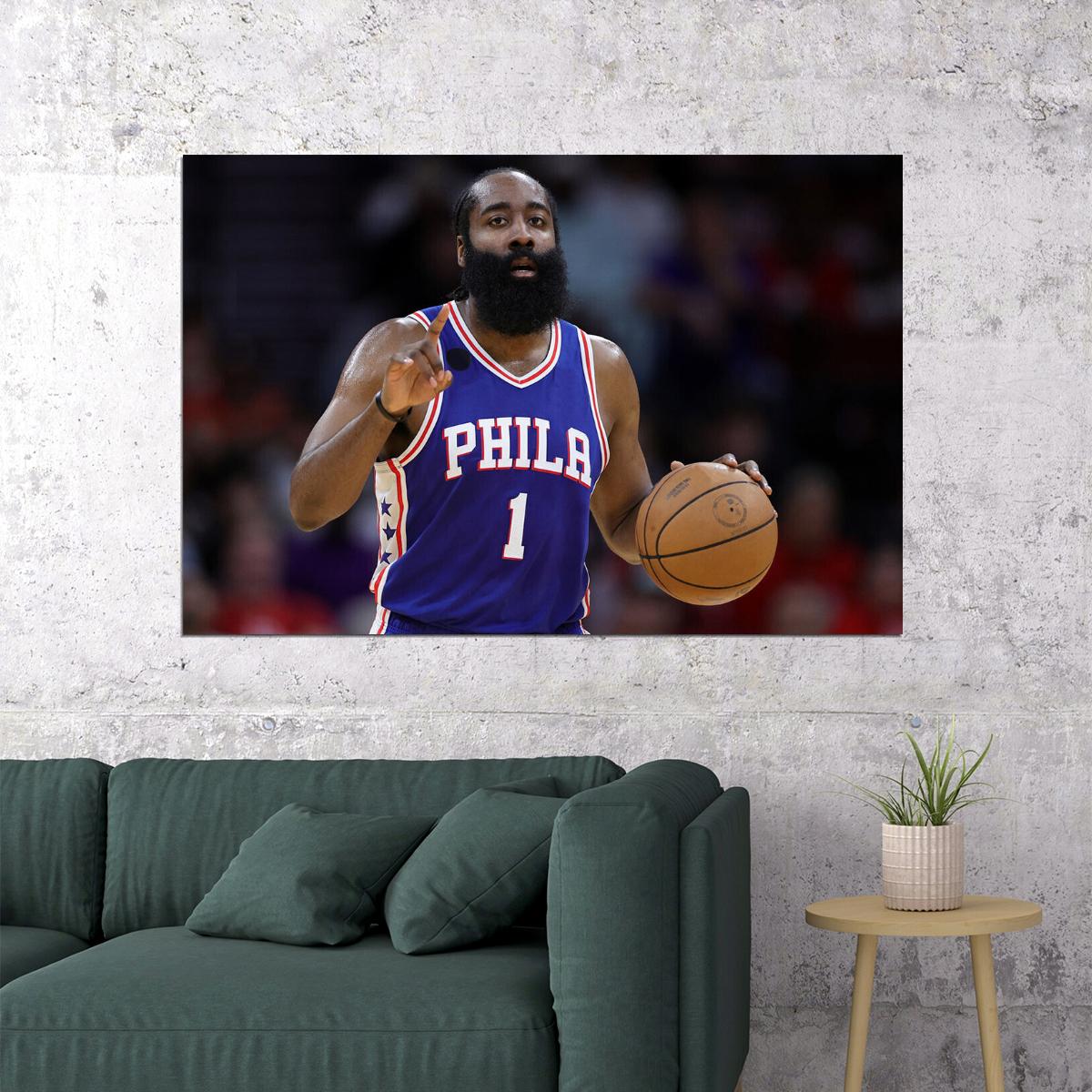 Philadelphia Basketball Team James Harden In Match Poster Wall Art Print Home Wall Decor - xonomax
