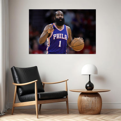 Philadelphia Basketball Team James Harden In Match Poster Wall Art Print Home Wall Decor - xonomax