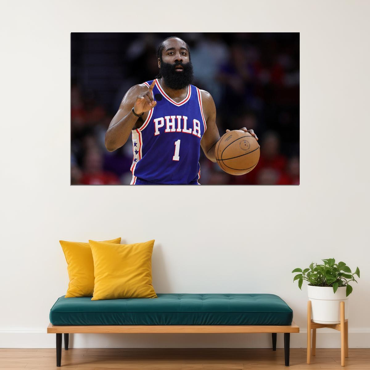 Philadelphia Basketball Team James Harden In Match Poster Wall Art Print Home Wall Decor - xonomax