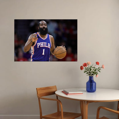 Philadelphia Basketball Team James Harden In Match Poster Wall Art Print Home Wall Decor - xonomax