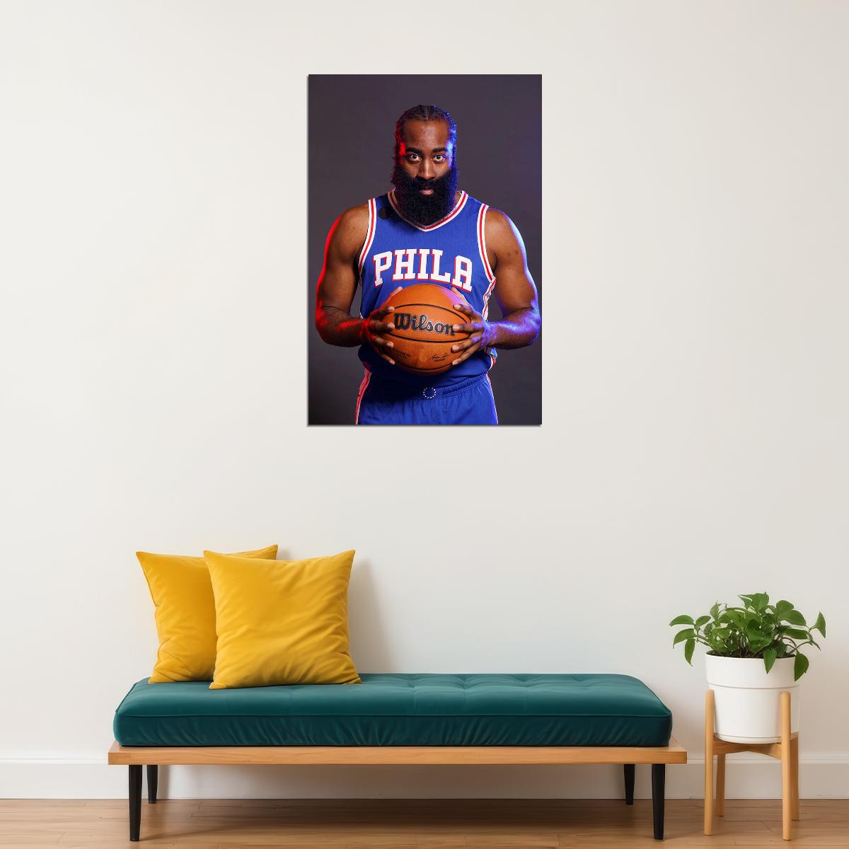 James Harden Philadelphia Basketball Team Match Adventure Poster Wall Art Print Home Wall Decor - xonomax
