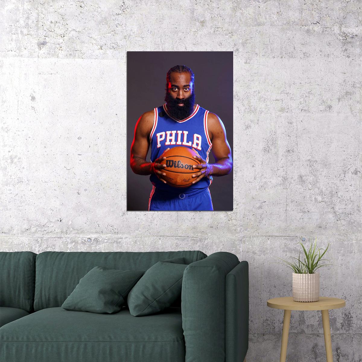 James Harden Philadelphia Basketball Team Match Adventure Poster Wall Art Print Home Wall Decor - xonomax