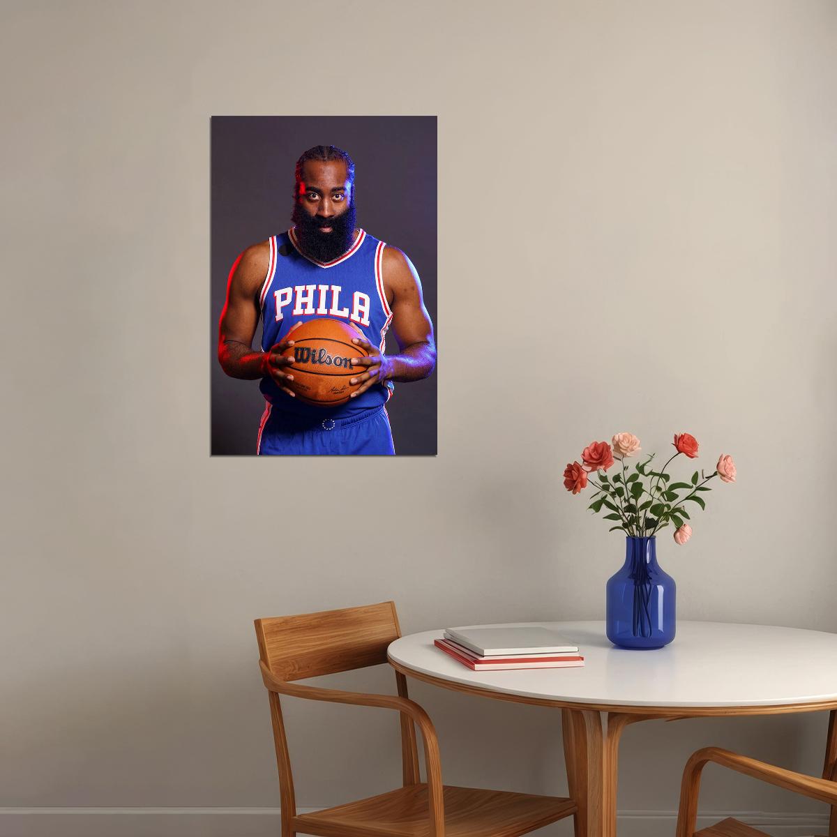 James Harden Philadelphia Basketball Team Match Adventure Poster Wall Art Print Home Wall Decor - xonomax