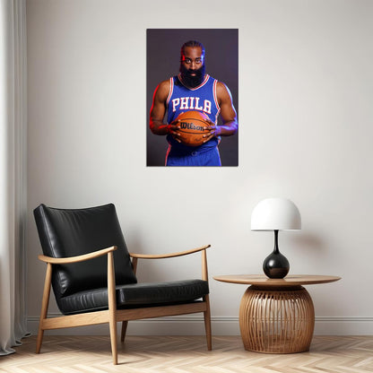 James Harden Philadelphia Basketball Team Match Adventure Poster Wall Art Print Home Wall Decor - xonomax