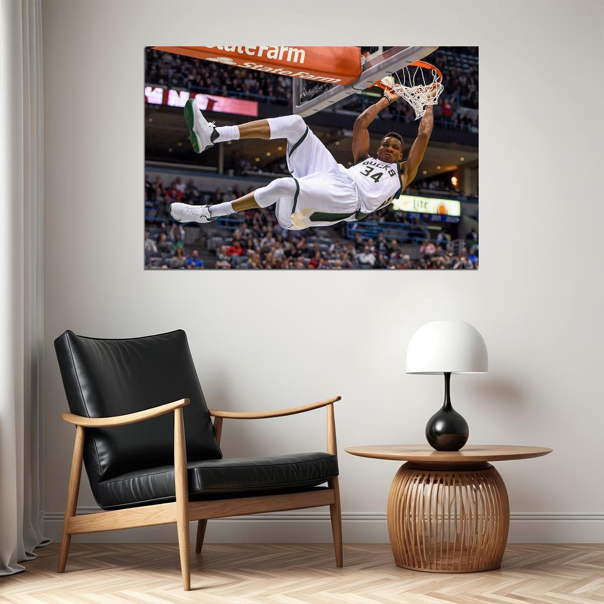 Giannis Antetokounmpo Basketball Milwaukee Bucks Team Poster Wall Art Print Home Wall Decor - xonomax