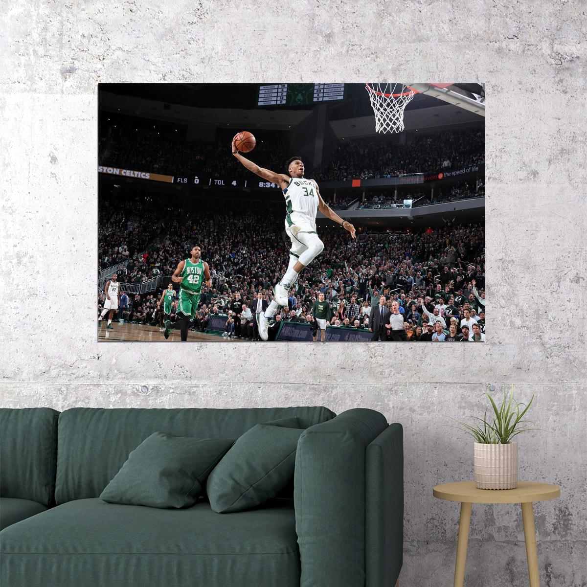 Milwaukee Bucks Basketball Team Giannis Antetokounmpo Poster Wall Art Print Home Wall Decor - xonomax