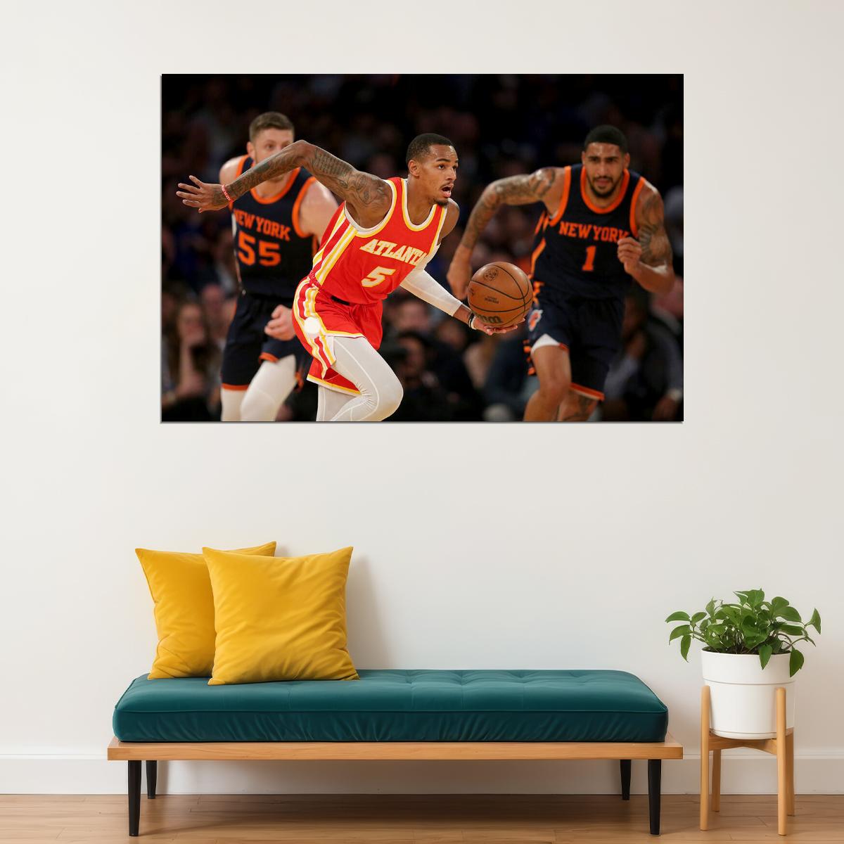 Athlete Dejounte Murray 5 Atlanta Hawks Team Sports Poster Wall Art Print Home Wall Decor - xonomax