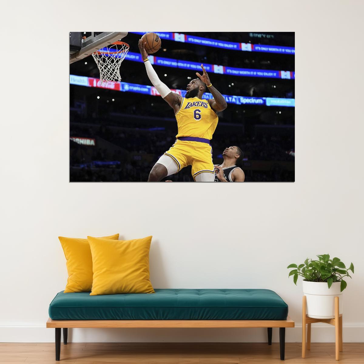 La Lakers Basketball Match Lebron James Basketball Player Poster Wall Art Print Home Wall Decor - xonomax
