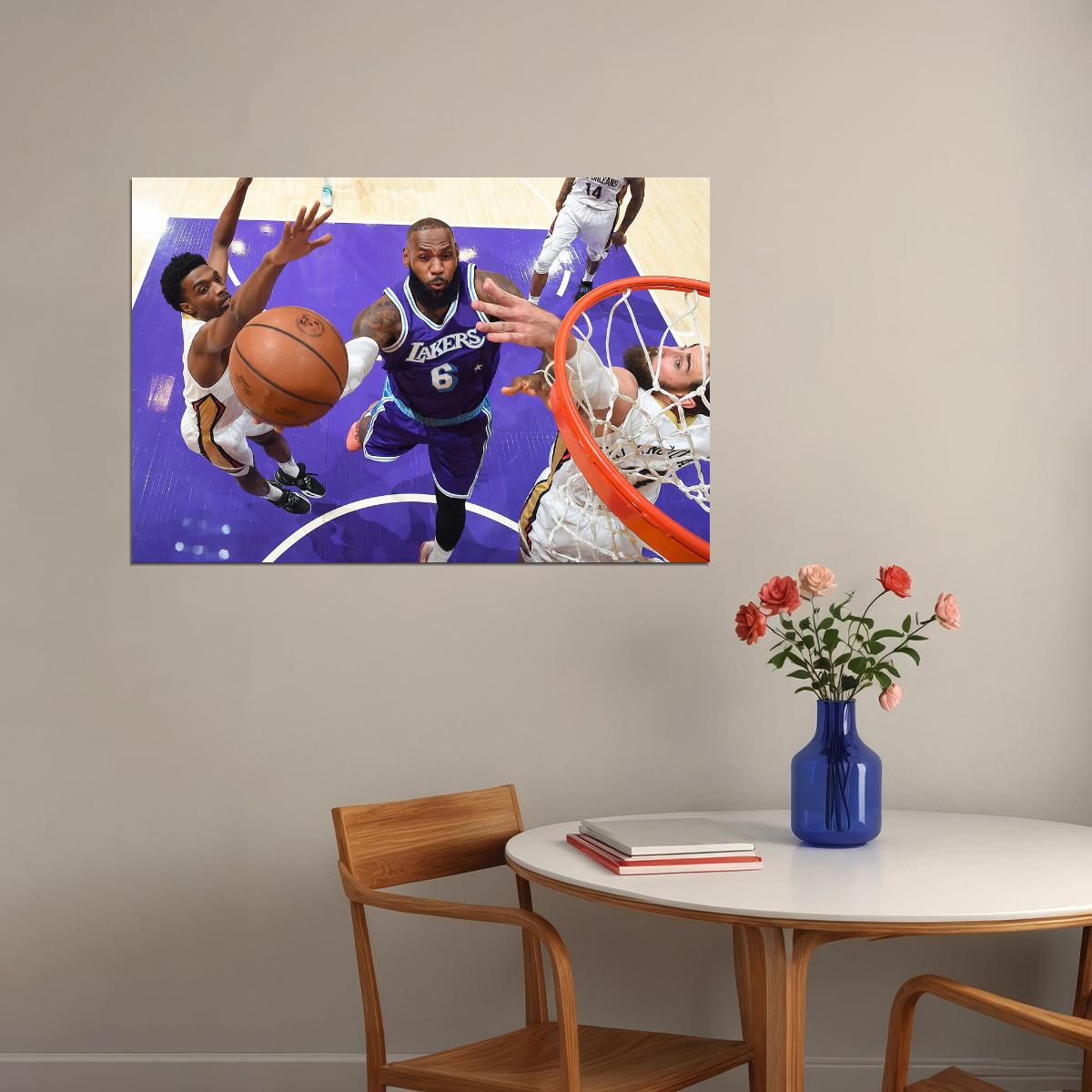 Lebron James 6 Basketball Player La Lakers Basketball Team Poster Wall Art Print Home Wall Decor - xonomax