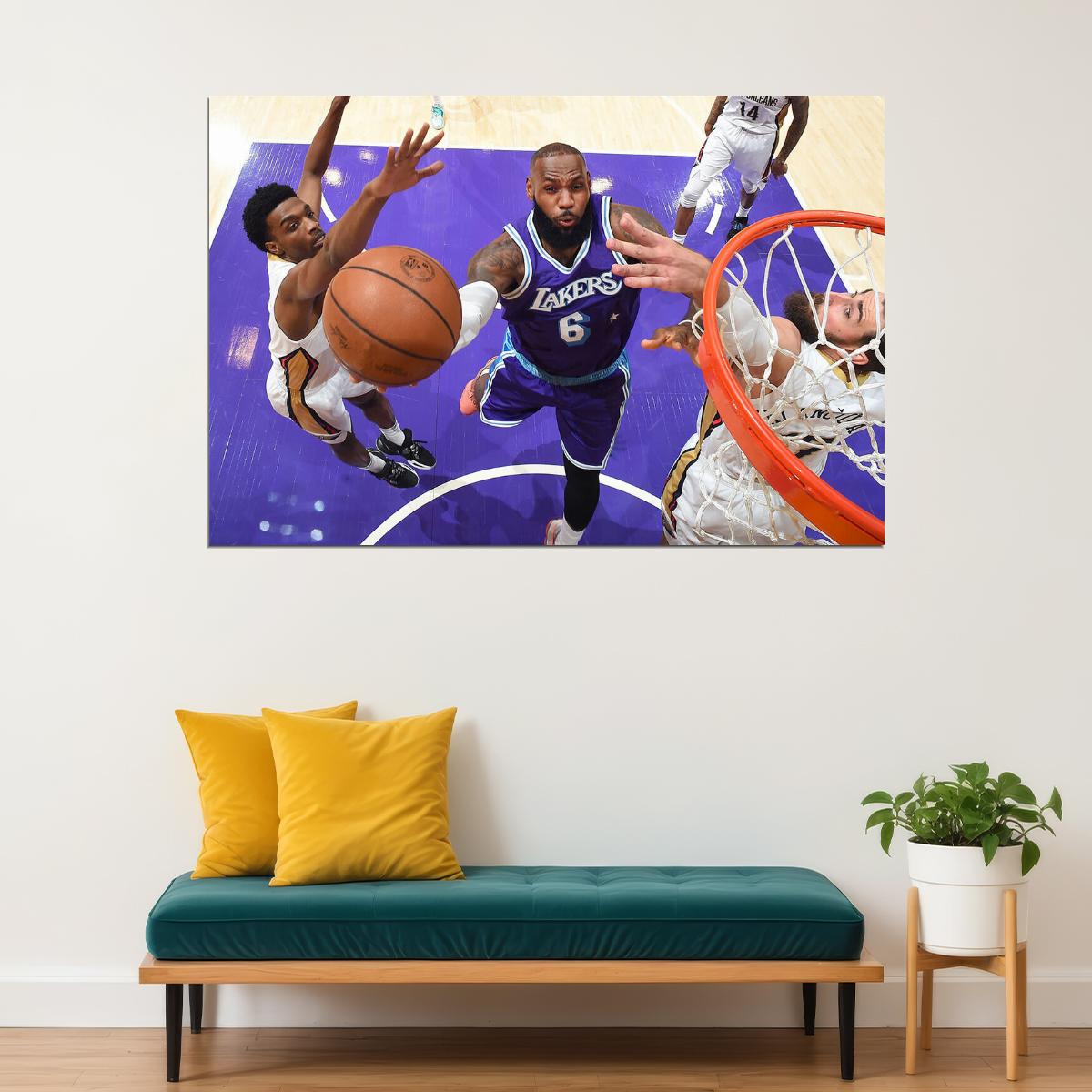 Lebron James 6 Basketball Player La Lakers Basketball Team Poster Wall Art Print Home Wall Decor - xonomax