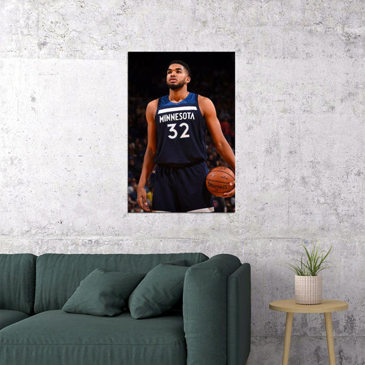 Minnesota Timberwolves Karl Anthony Towns 32 Basketball Poster Wall Art Print Home Wall Decor - xonomax