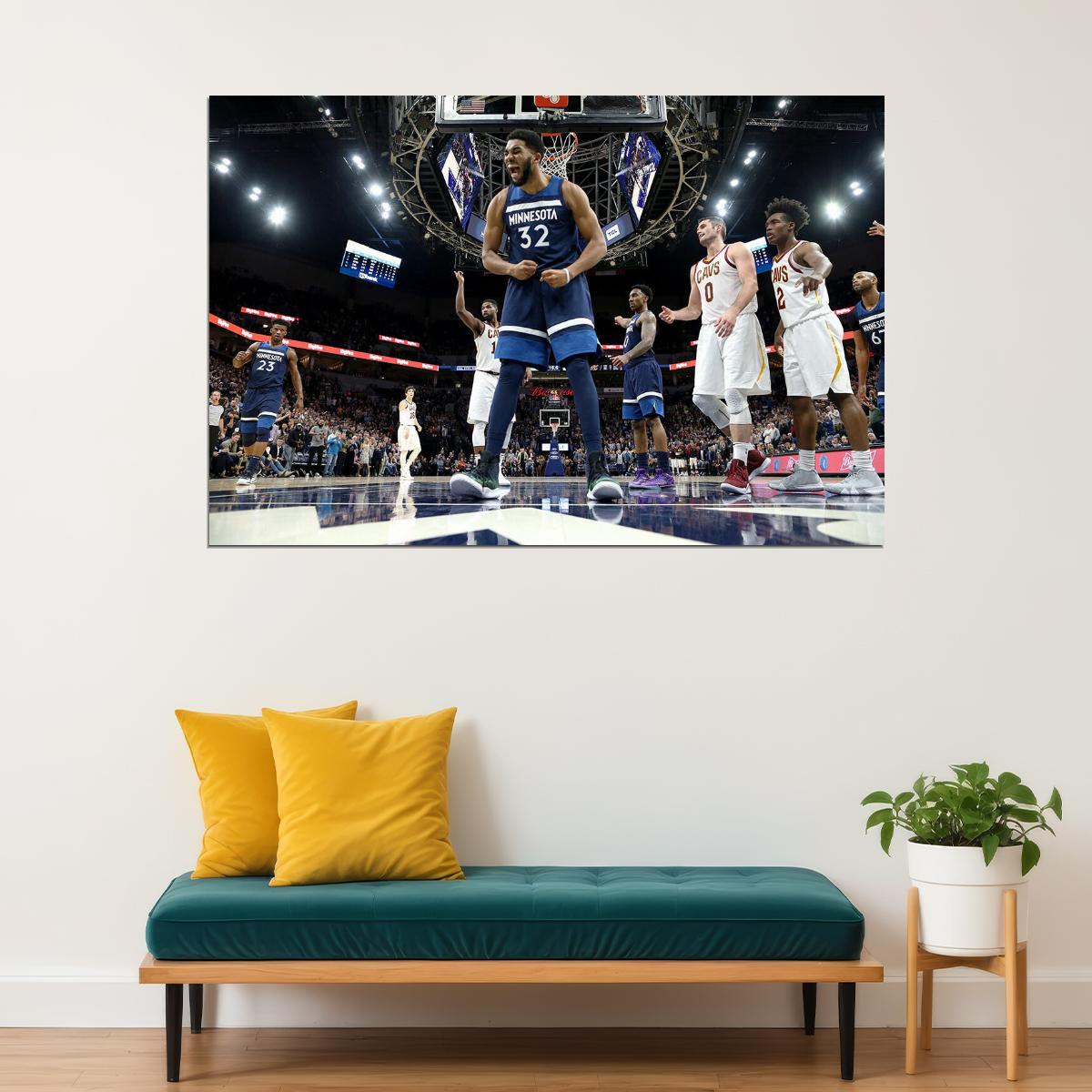 Karl Anthony Towns 32 Minnesota Timberwolves Team Match Poster Wall Art Print Home Wall Decor - xonomax