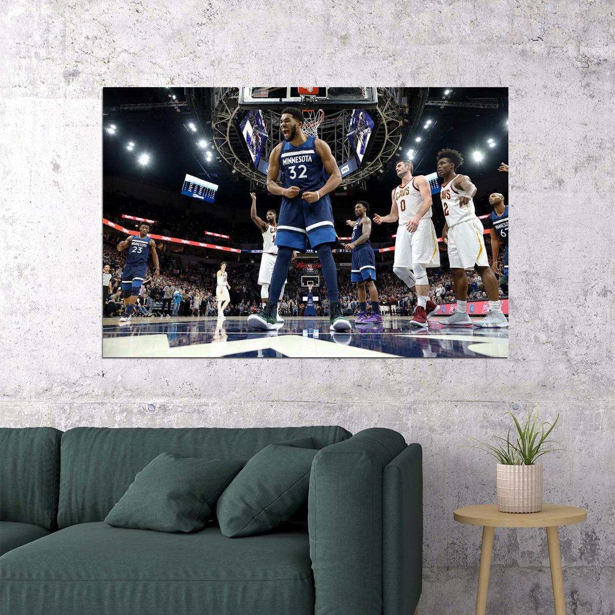 Karl Anthony Towns 32 Minnesota Timberwolves Team Match Poster Wall Art Print Home Wall Decor - xonomax